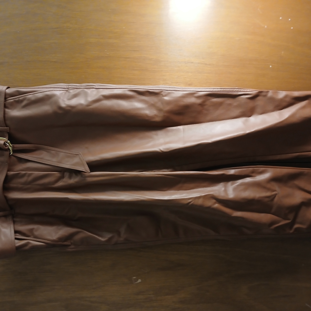 Brown Faux Leather Pants